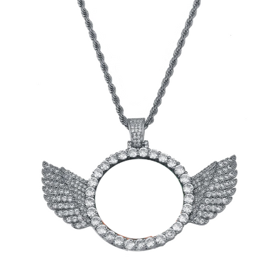 CUSTOM PICTURE NECKLACE WITH ANGEL WINGS